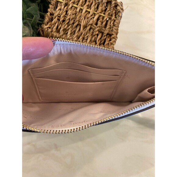 Kate Spade New York Lucy Zip Close Wristlet Wallet Clutch Cream & Green NWOT - Picture 8 of 11